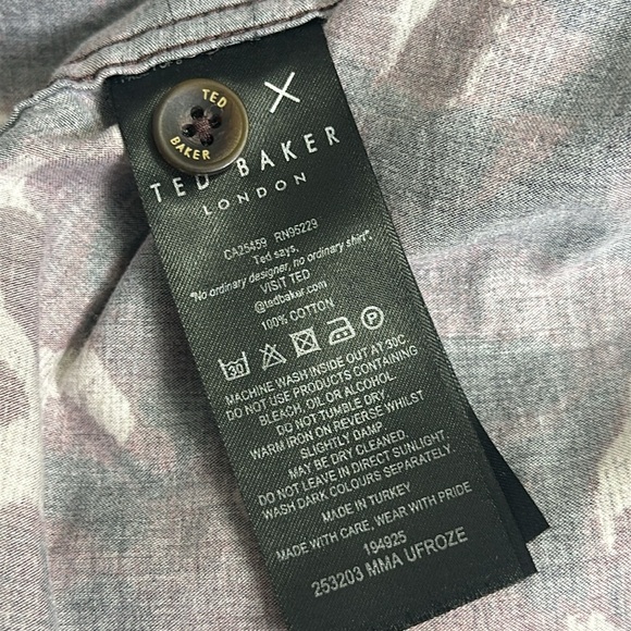 Ted Baker Abstract Short Sleeve Button Down Men’s Shirt Size 6 100% Cotton - Picture 11 of 11